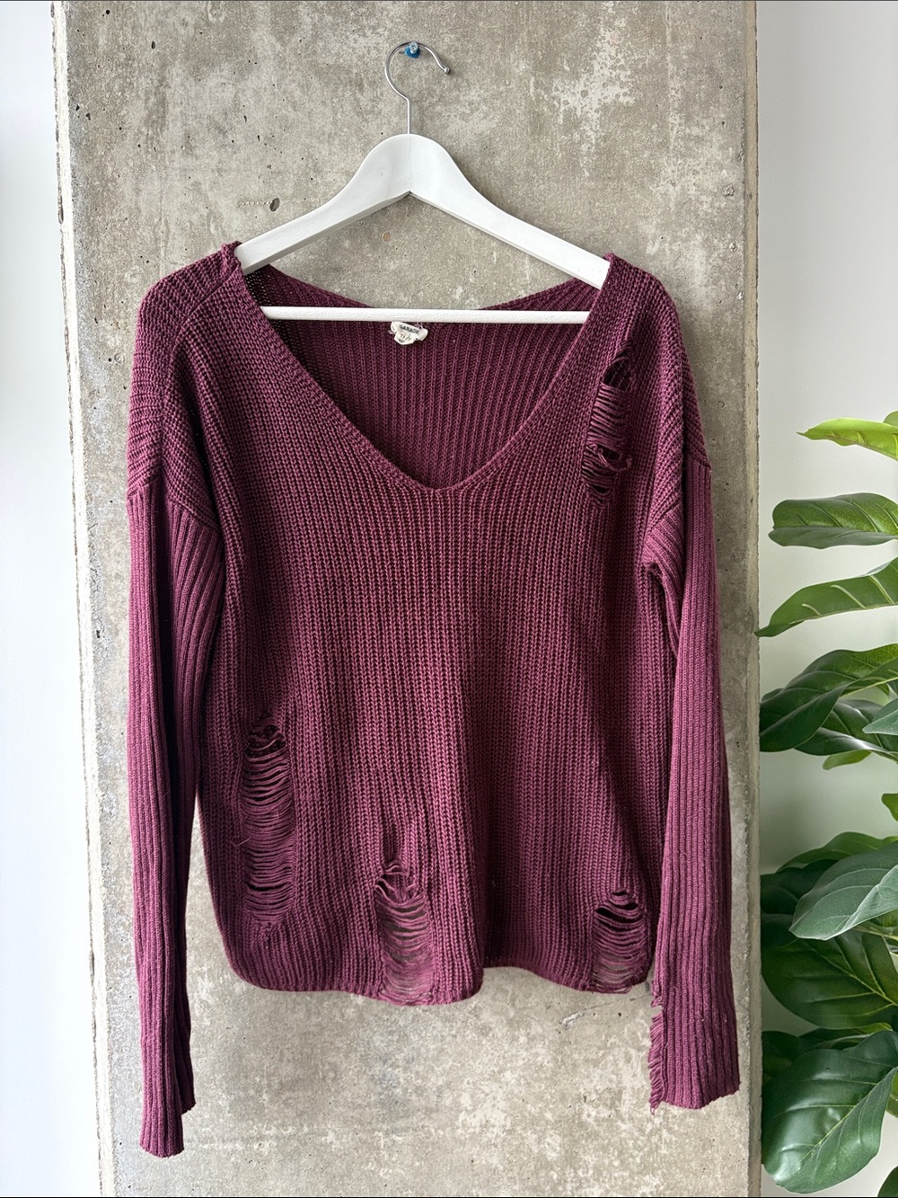 Garage Plum Ribbed Knit Sweater